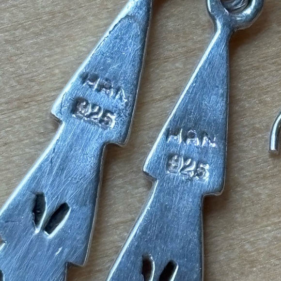 Vintage Art Deco-Inspired Artisan 925 Silver Marcasite Earrings - Picture 7 of 10